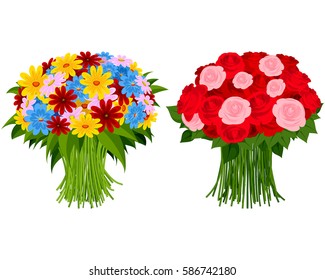 Vector illustration of a two bouquet of flowers