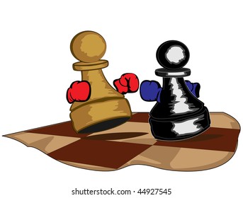 Vector illustration of two boxing pawns
