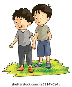 Vector illustration two boy both talking