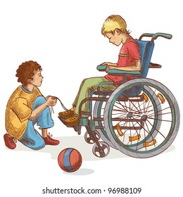 A vector illustration of two boys