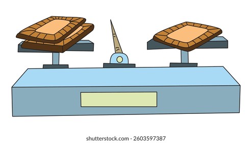 Vector illustration two bread weighs as much as a bread