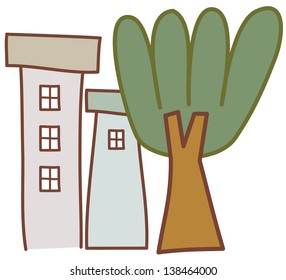 Vector illustration of two buildings