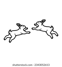 vector illustration of two bunnies jumping
