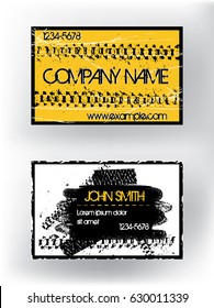 Vector illustration of the two business cards with tire tracks