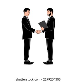 Vector illustration of two business men shaking hands
