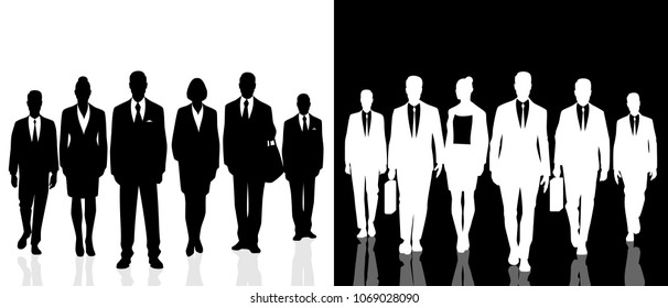 Vector illustration of two business people teams