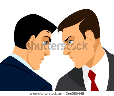 Vector illustration of a two businessmen confrontation