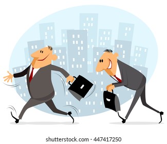 Vector illustration of a two businessmen goes