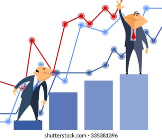Vector illustration of two businessmen a graphs