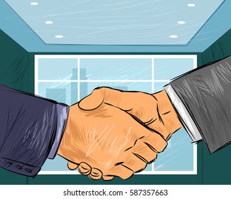 Vector illustration of a two businessmen handshake