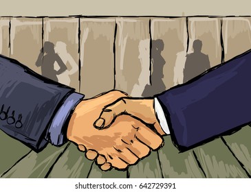 Vector illustration of two businessmen in a handshake