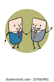 Vector illustration with two businessmen making a deal.