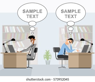 Vector illustration of a two businessmen in office
