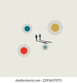 Vector illustration of two businessmen shaking hands, symbolizing a successful deal, negotiation or hiring a candidate. Minimal illustration design style