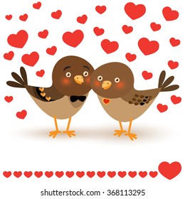 Vector illustration with two cartoon  birds
