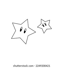  vector illustration of two cartoon stars