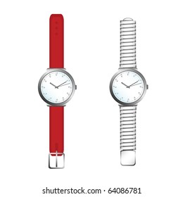 Vector illustration of two cartoon watches