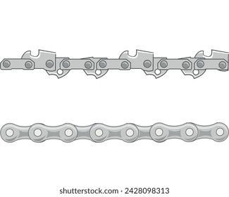 Vector illustration two chains from bicycle and chainsaw