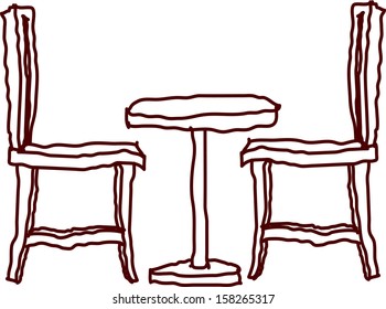 Vector illustration of two chairs and a table