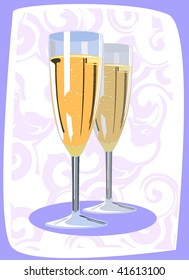 Vector illustration of two champagne flutes