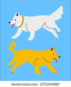 Ilustración vectorial de dos perros corredores alegres