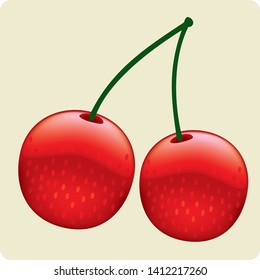 Vector illustration of two cherries isolated. eps10