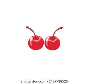 Vector illustration of two cherries on a white background