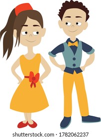 Vector illustration of two children together.