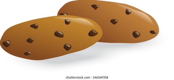 vector illustration of two chocolate chip cookies