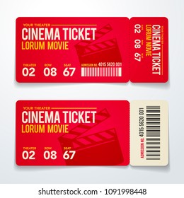 vector illustration two cinema tickets design template set