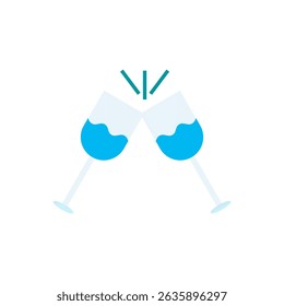 Vector illustration of two clinking wine glasses symbolizing celebration, party, toast, or special event. Perfect for New Year, weddings, and festive content.