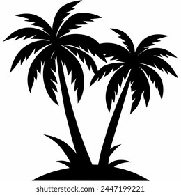 Vector illustration of two coconut palm trees