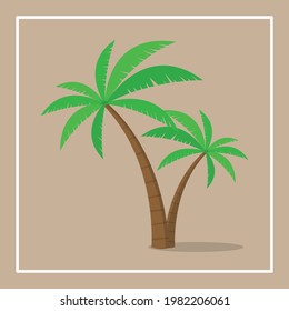 Vector illustration of two coconut trees. isolated background vector flat design.