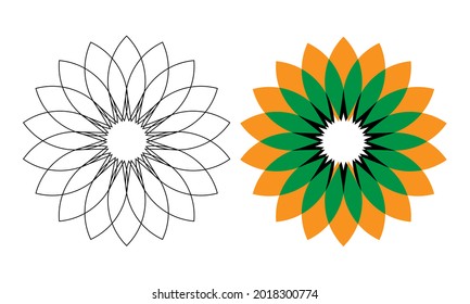 vector illustration of two colored and lined day sunflowers. great for icons and logos, beauty, emblem decoration.