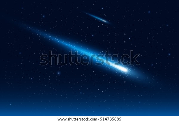 星空に2つの彗星のベクターイラスト エレメントは ベクトルファイル内で個別にレイヤ化されます のベクター画像素材 ロイヤリティフリー