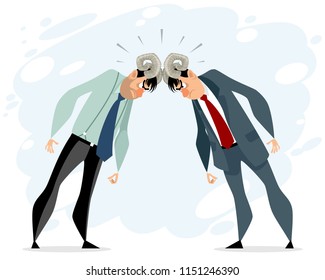 Vector illustration of a two conflicting men