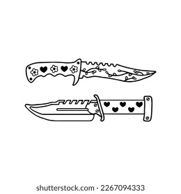 vector illustration of two cool knives