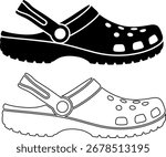 Vector Illustration of Two Crocs Clogs in Black and White