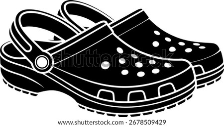 Vector Illustration of Two Crocs Clogs in Black and White