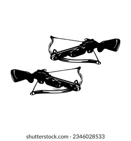 vector illustration of two crossbow guns