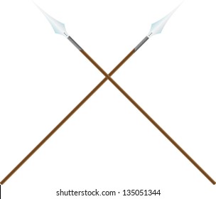Vector illustration of two crossed ancient spear