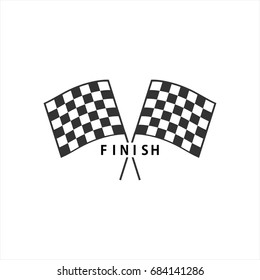 Vector illustration two crossed auto racing flag icon. Finish checkered flag sign, symbol.