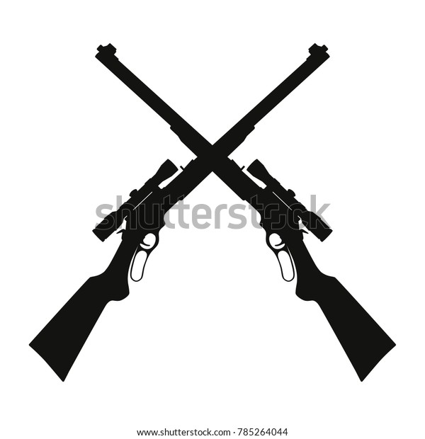 Vector Illustration Two Crossed Sniper Rifle Stock Vector (Royalty Free ...