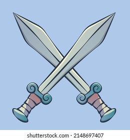 Ilustración vectorial de dos espadas cruzadas