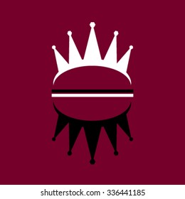 Vector illustration of two crowns with ruby-colored background. White crown and black crown. Contrast concept. Playing chess concept. Opposites concept. Antipodes. Crown vector. Tiara vector.
