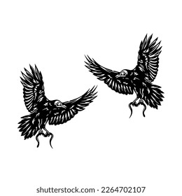 vector illustration of two crows