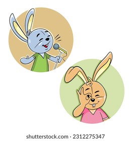 vector illustration of two cute bunnies