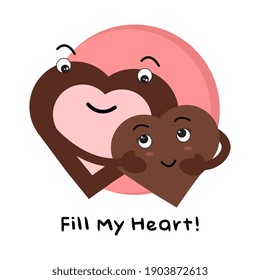 Vector illustration of two cute chocolate love stories. Suitable for sweet food products, valentine's day, etc.