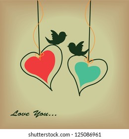 Vector illustration of two cute hearts