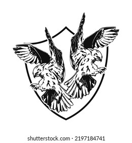 vector illustration of two detailed eagles